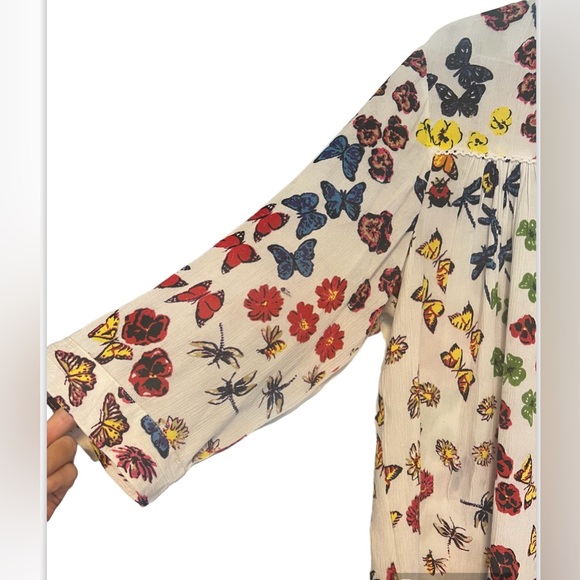 Serengeti Womens Butterfly & Floral Flowy Peasant Tunic Top Size XL Boho - Picture 8 of 13